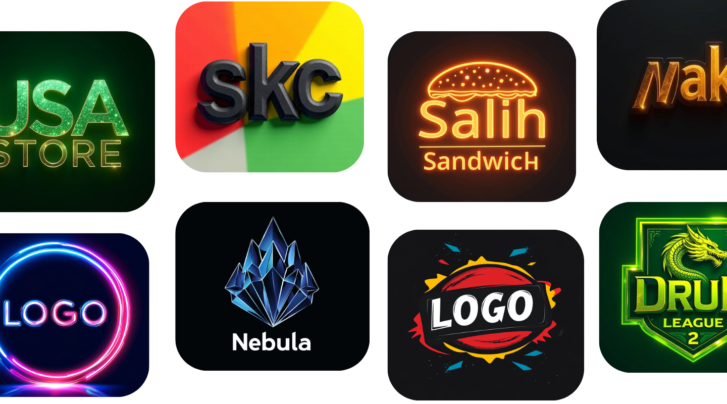 A range of AI-generated, professional logos for different business or personal branding needs.